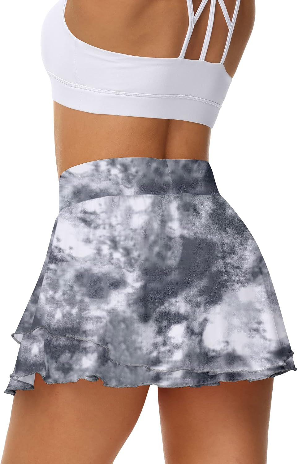 Women'S Athletic Tennis Skirts with Pockets 13In Ruffle Golf Running Workout Ice Silk Flowy Skorts with Sports Shorts